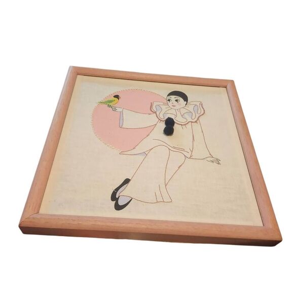 Vintage Other - Framed Art Deco Clown Illustration